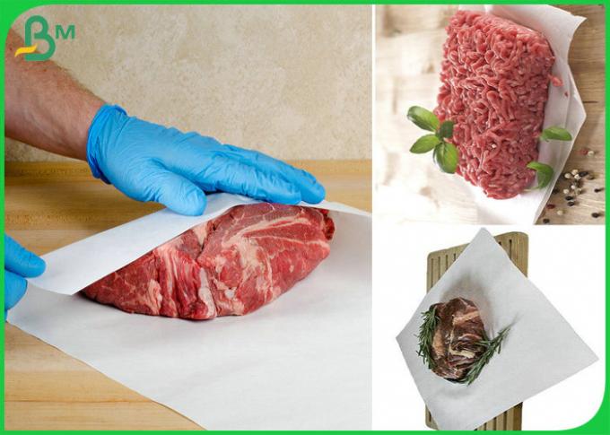Natural puro 70gsm + 10g PE cubrió el papel de carnicero blanco para envolver la carne