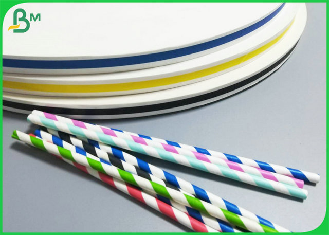 categoría alimenticia de 15m m Juice Straw Paper Reels Color Stripes aprobada para beber