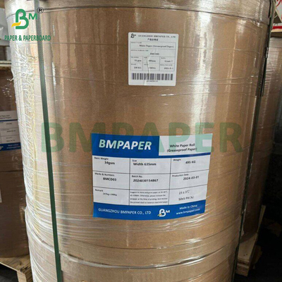 35gm 38gm Envase de alimentos Papel blanco resistente a la grasa para el kit de sándwich 7 635mm
