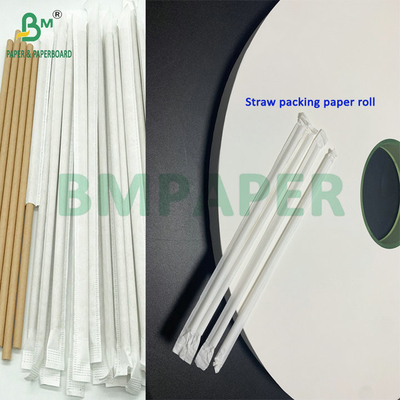 Papel Kraft blanco de 32 mm y 24 g para envases individuales de paja