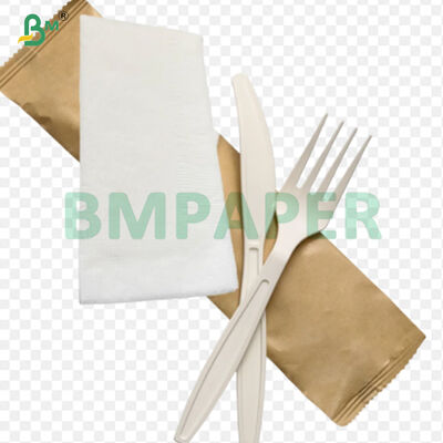 Papel de embalaje revestido polivinílico seguro de los cubiertos de la película de la base +9gsm PE de Kraft 40gsm de la comida