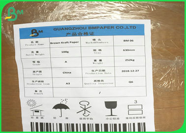 250gm - 400gm Rollo de papel kraft natural marrón sin blanquear para contenedores de alimentos
